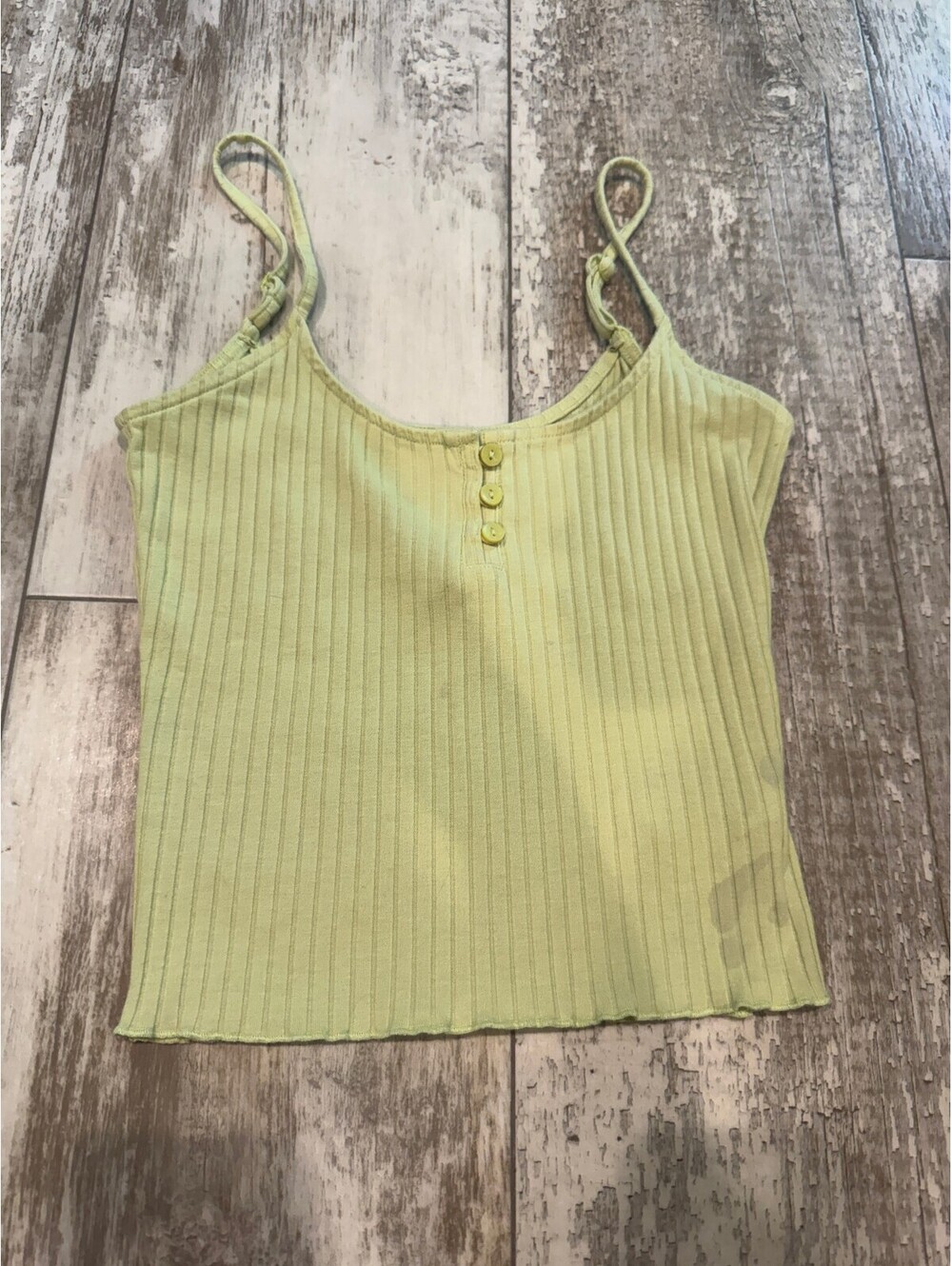 American Eagle Womens XS Yellow Ribbed Tank Top Y2K Cropped